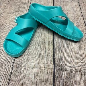 Teal Green Slide Sandals water resistant size 9